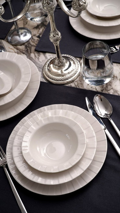 Hermia Juego de Cena Zumrut de 18 Piezas Blanco